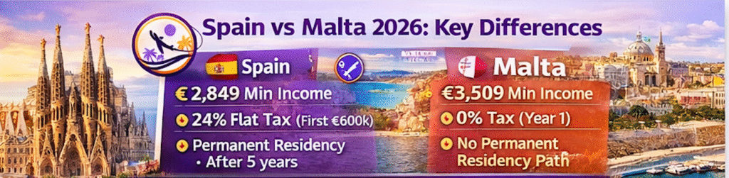 Spain vs Malta Digital Nomad Visa