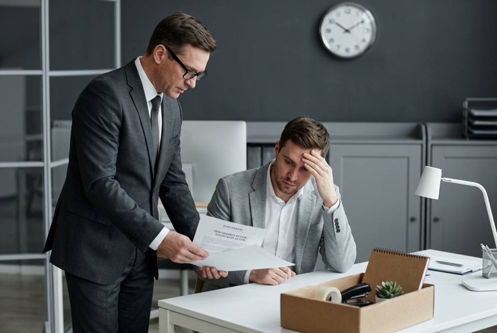 Modern office conflict or disciplinary moment scen 1775161127261