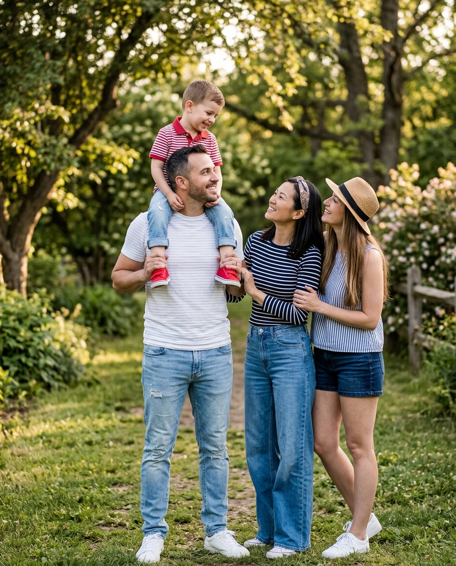 Smiling family of four posed outdoors in vertical 1775158161307 1