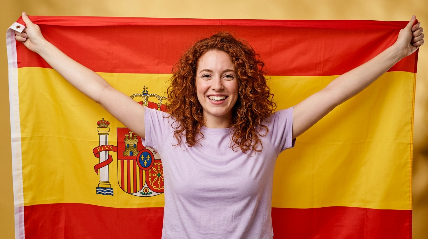 Nacionalidad por descendencia 1 Smiling young woman with curly red hair centered i 1775156886260