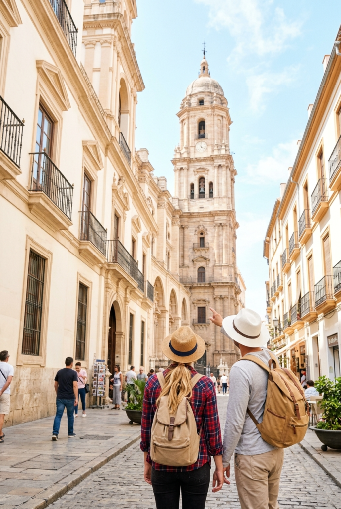 Vertical street travel scene with two tourists see 1775157369139 1