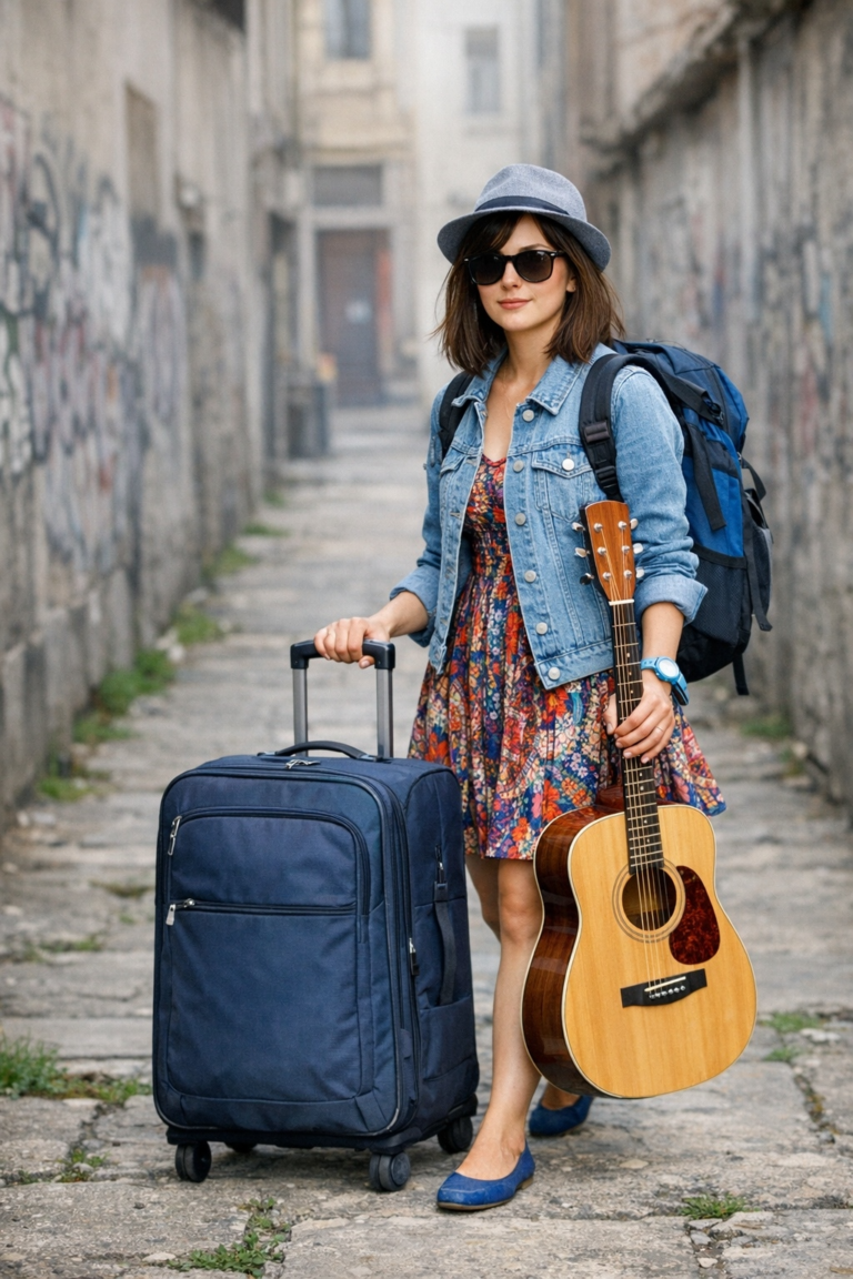 Young woman walking in urban alley carrying travel 1775158874127 1